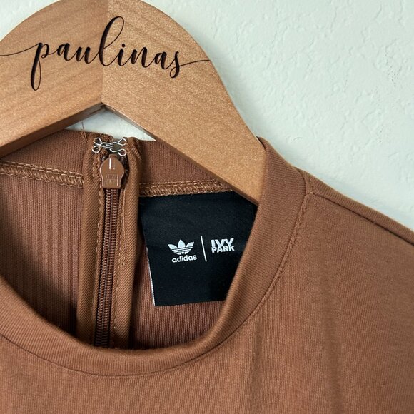 Adidas Ivy Park Bodysuit Womens XL Brown Beyonce Long Sleeve 3 Stripe Athletic - Picture 9 of 9